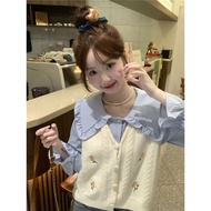 Cod Stacked Waxy Knit Spring Autumn Twist Soft Style Women New Style Sleeveless Embroidery Warm Loos