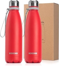 koodee Insulated Water Bottle-2 Pack Stainless Steel Double Wall Vacuum Leak Proof Cola Shape Sports