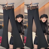 Hot Girl Drapey Trousers 2025 Autumn Winter Fleece-Fleece Suit Pants Flared Pants Slim-Fit Slimmer L