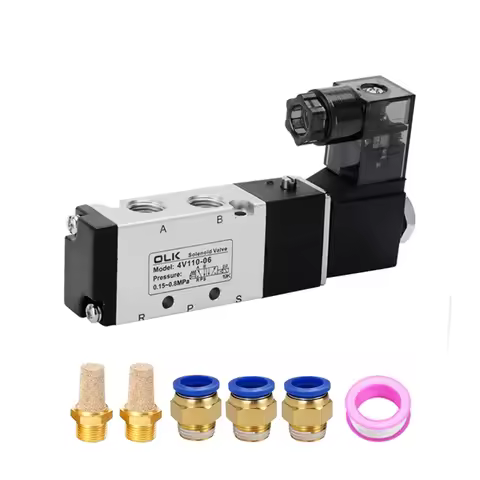 Solenoid Pneumatic Valve 4V110-06 5/2 Way 5 Port 2 Position For Air Compressor Valve DC12V 24V AC24V