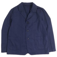 CASEY CASEY男士純棉條紋單排扣修身西裝外套，海軍藍，L碼，成色極佳