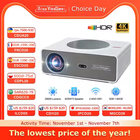 NEW Touyinger Q11Android Projector 4k 8k LED Home Theater Projector 5G Full HD Movie Projector