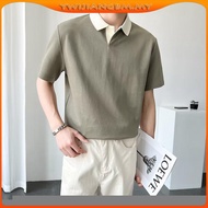 【Ready Stock】Men's T shirt Short Sleeve Korean style Slim Fit collar t shirt men casual polo shirt b