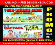 SPANDUK TOKO SUSU &amp; PAMPERS ( BANYAK PILIHAN DESIGN FREE )