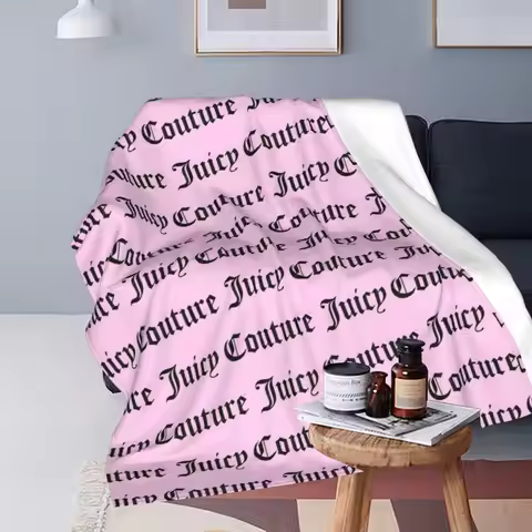 Juicy Couture Classic Blankets Soft Warm Flannel Throw Blanket Plush for Bed Travel Home Sofa