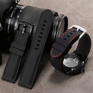 Tjj/silicone Watch Strap Universal Tissot Casio Omega Butterfly Buckle Rubber Strap 20 22mm Male