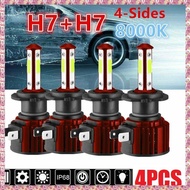 [W Y D H] 4X 4-Sides H7+H7 Combo LED Headlight Bulb Kit 8000K Blue Hi&Lo Beam 30000LM
