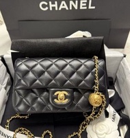 Chanel 26c 金球 cf mini 20cm 黑色 羊皮 classic flap 手袋 25a 25k 26p 26s 愛心調節扣 雙金珠 25bag 小號 迷你
