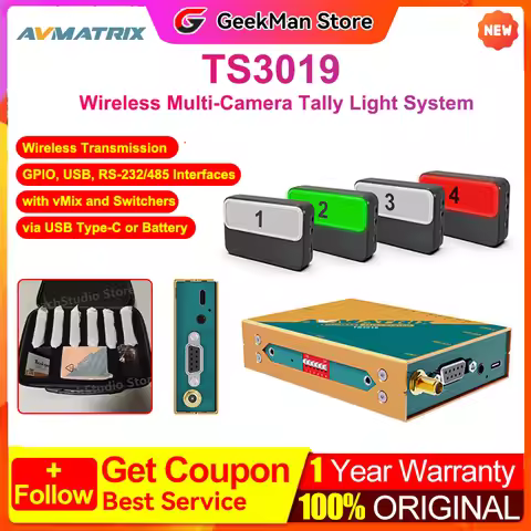AVMATRIX TS3019 Wireless Multi-Camera Tally Light System 656.2' Wireless Transmission Compatible wit