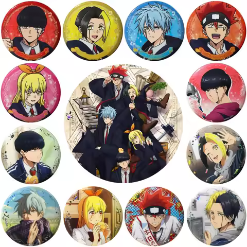 58mm Anime MASHLE: MAGIC AND MUSCLES Cosplay COSTUME Badge Pin SPTE Tinplate Brooch﻿ Prop Gilf