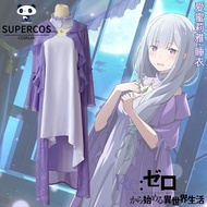 Re:zero Emilia  Cosplay Daily Wear Costume Sleepwear Dress