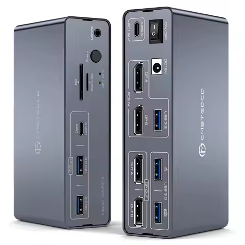 KVM Docking Station 4K120Hz Displayport USB C KVM Switch 2 Monitors 2 Computers,with 10Gbps USB 3.2 