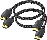 HDMI Cable 3 ft, 2-Pack, Braid HDMI Cord Type High Speed with Ethernet, Supports HDMI 2.0 4K 60hz HDR 3D ARC &amp; CL3 Rated | for Laptop, Monitor, PS5, PS4, Xbox One, Fire TV, &amp; More (hdmi 3ft, 2)
