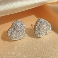 Her Lab Jewelry | S925 sterling silver womens earrings high quality rhinestone heart earrings fashio