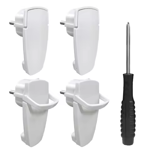 4pcs Schuko Angled Plug Flat Replacement Rewireable AC Power Plug Male Female Connector, 250v 16A, S
