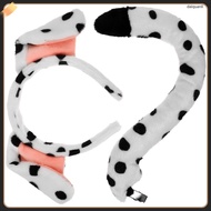 📦 Set Telinga dan Ekor Dalmatian Kostum Anjing untuk Anjing Kecil Pesta Halloween Headband