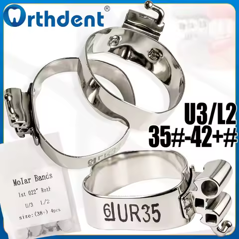 4Pcs Dental Orthodontic Molar Band With Buccal Tube Band Tube Non-Convertible Roth.022 U3/L2 For 1st