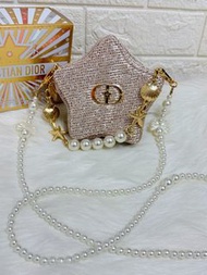 ⭐️Dior Beauty ⭐️(特別改裝珍珠版) 25聖誕金色星星化妝包 收納袋 改造單肩包 斜挎包 手挽袋