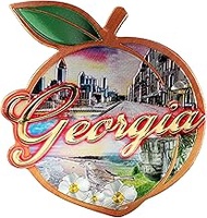 Georgia Peach Montage Magnet, Collective Travel Souvenir, Keepsake Gift, 3 x 3 Inches