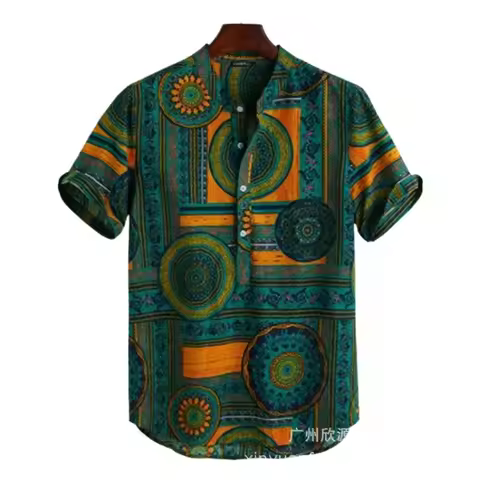 Casual Beach Hawaii Tropical Aloha Shirt Short Sleeves Summer Men's Holiday Tops Boho Fashion Graphi