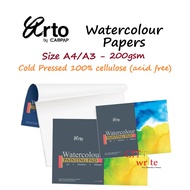 <Arto Watercolour Papers 200gsm> Size A4/ A3 Cold Pressed 100% Cellulose Acid Free Painting Pad
