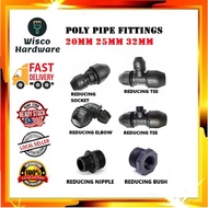 Poly Pipe Fitting Connector Reducing Socket Elbow Tee  20mm 25mm 32mm / Sambungan Paip Air Hitam