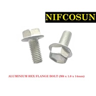 [READY STOCK] ALUMINIUM HEX FLANGE BOLT (M6 x 1.0 x 14mm)