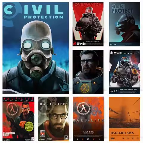 Half Life 2 Poster Game Sign Combine Elite Alternative Metro Poster Print Wall Art Pictures Canvas P
