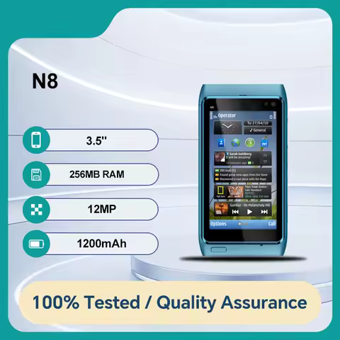 Original Unlocked N8 12MP Camera Bluetooth Mobile Phone 3G 1200mAh Good Condition