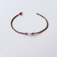 月光石+紫水晶*2 五色線 五色線手環 極細 幸運繩