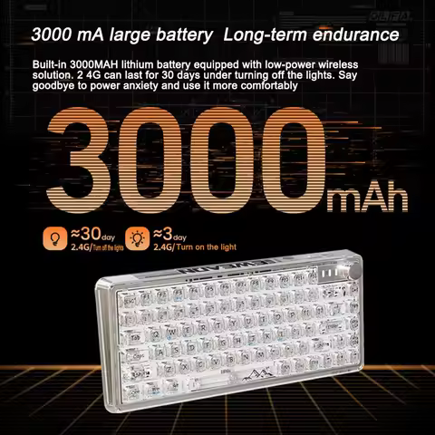 Transparent Keyboard Crystal Mechanical RGB 82 Keys Gasket-Mounted Wired/Bluetooth5.0/2.4G Wireless 