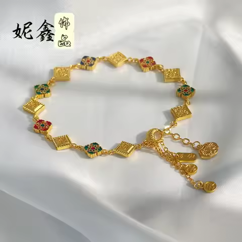 Four-in-One Ruyi Bracelet Women's 24K Gold AU999 - Pure gold four-in-one ruyi bracelet, full of bles