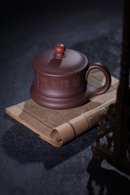 送禮紫砂壺茶壺鴻運當頭蓋杯宜興紫砂杯茶杯子手工藝黃龍山原礦紫