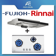FUJIOH FR-MS2390R 90CM SLIMLINE HOOD WITH TOUCH CONTROL + RINNAI RB-93US 3 BURNER STAINLESS STEEL HYPER FLAME BUILT-IN HOB