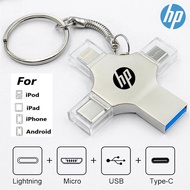 Hewlett-Packard ไดรเวอร์ปากกา HP 4 In 1แฟลช USB 3.0 OTG 128GB แฟลชไดรฟ์แบบแท่งรูปภาพสำหรับ USB C iPad Pro Android Samsung สำหรับ iPhone 14 Pro Max 13 12 11 Xs พอร์ตไลท์นิ่งพีซีหน่วยความจำ