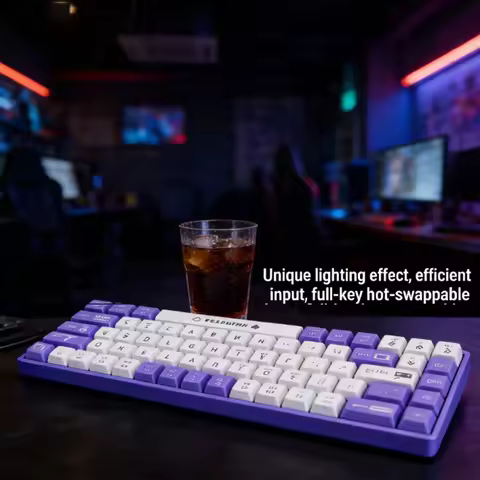 AK680 Compact Mechanical Keyboard 68 Keys Hot Swappable Wired Brown Switch Anti Ghosting Ideal for G