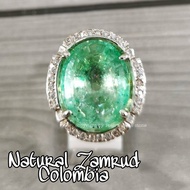 Cincin Batu Permata Natural Zamrud Emerald Berly Ori Colombia Ring Perak Ist 24