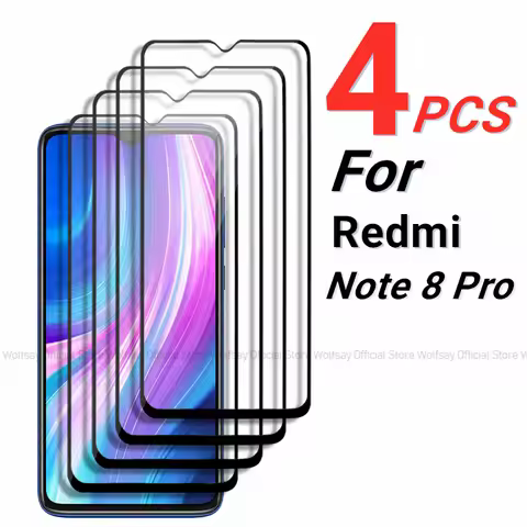 2/4PCS Tempered Glass For Xiaomi Redmi Note 8 Pro Screen Protector Xiaomi Redmi Note 8 Pro Full Glue