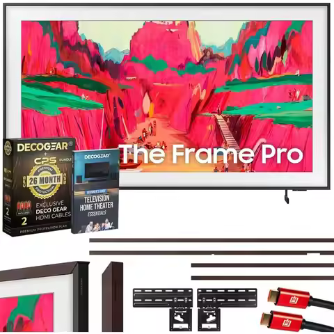65" The Frame Pro LS03FW 4K Neo QLED TV (2025) Bundle with Modern Brown Bezel, CPS 26 Month Protecti