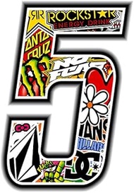4R Quattroerre.it 13355 Race Number 5 Sticker for Motorcycles Sticker Bomb 10 x 7.5 cm