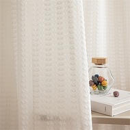 Lovely Semi Sheer Curtain for Living Room Window Drapes 3D Embrossed Leafs Pattern Kids Room Soft Vo