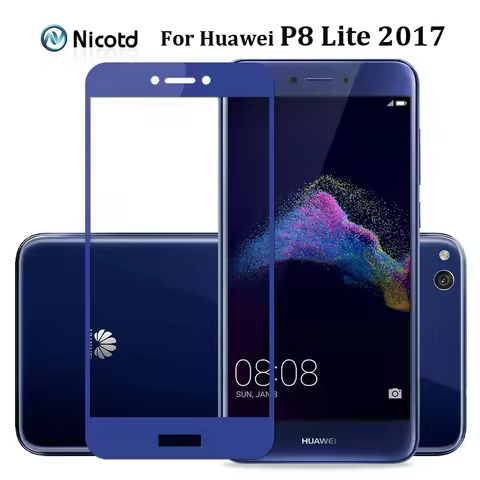 4 Colors Full Coverage Tempered Glass For Huawei P8 Lite 2017 PRA-TL10, PRA-TL20, PRA-LA1, PRA-LX1, 