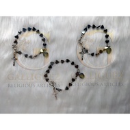 Bracelet Heart Hematite Stainless Wire Our Lady of Manaoag