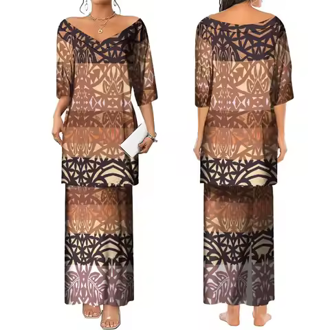 2023 Summer Women'S V-Neck Dress Puletasi Dress Polynesian Hawaiian Tribe Women'S Dress Free Shippin