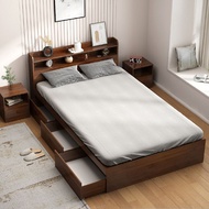 {SG Sales}HDB Storage Bed Frame with Storage Drawers High Box Double Bed Bedframe Wooden Bed Queen K