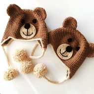 HANDMADE BEAR BEANIE HAT/BEAR EARFLAP/BEAR HAT/CAT HAT/CAT BEANIE/CUTE BEANIE HAT/VIRAL/KOREAN FASHI