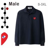 PLAY 100% Cotton Embroidered Heart Men's Long Sleeve Polo Shirt S-3XL Casual Daily Fashion Wear 6N-M