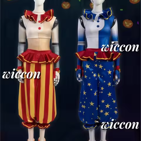 Sun Moon Clown Freddy Cosplay Costume Kawaii Shirt Pants Set Adult Women Children Girls Halloween Ca