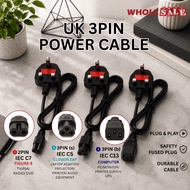 UK 3 Pin Power Cable IEC C7 Figure 8 IEC C5 Cloverleaf IEC C13 Power Cord / Kabel Kuasa UK 3 Pin