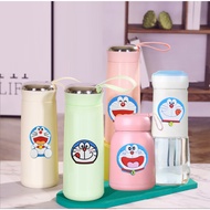 Doremon BSNI7a pastel water bottle 300ml 400ml thermos plastic coated glass milk bottle soup bottle
